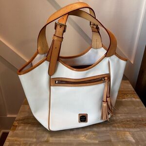 Dooney & Bourke White and Tan Tote Bag